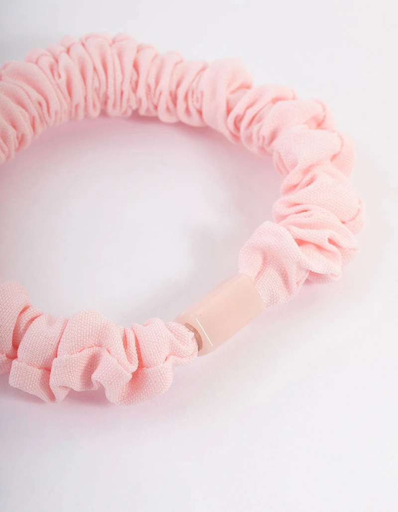 Scrunchie fin à pince en tissu rose