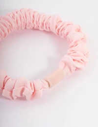 Scrunchie fin à pince en tissu rose