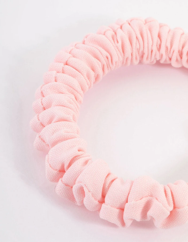 Scrunchie fin à pince en tissu rose
