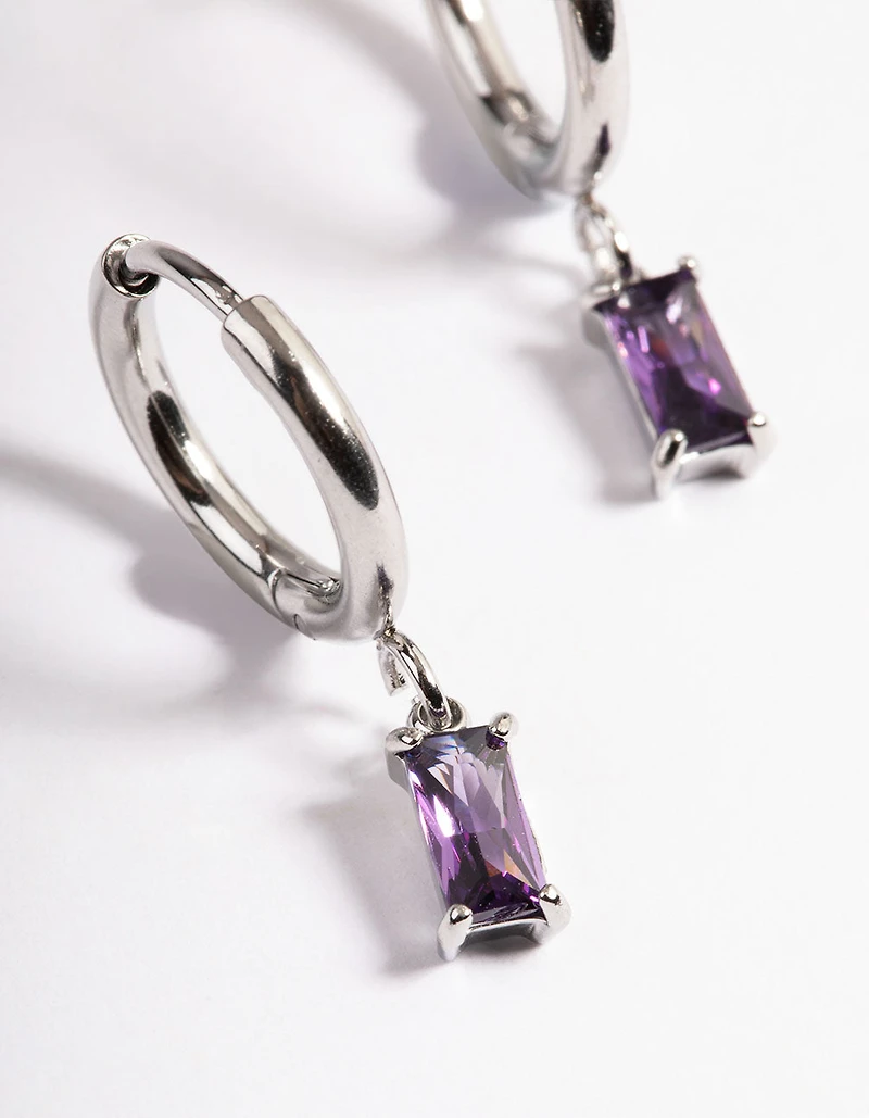 Surgical Steel Square Cubic Zirconia Hoop Earrings