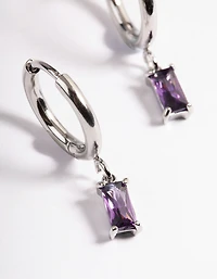 Surgical Steel Square Cubic Zirconia Hoop Earrings