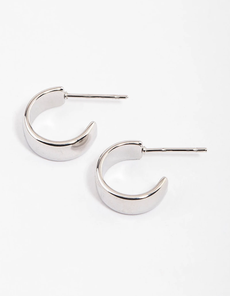 Rhodium Surgical Steel Wide Hoop Earrings
