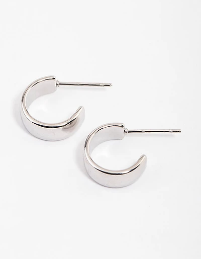 Rhodium Surgical Steel Wide Hoop Earrings