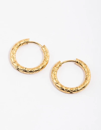 Gold Plated Surgical Steel Scaled Hoop Earrings