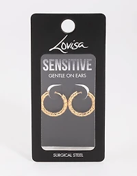 Gold Plated Surgical Steel Scaled Hoop Earrings