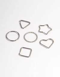 Surgical Steel Geometric Rings Nose Stud 6-Pack
