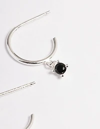 Sterling Silver Cubic Zirconia Four Claw Hoop Earrings
