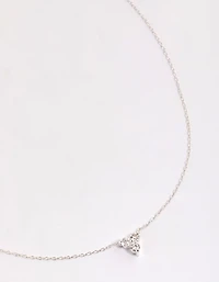 Sterling Silver Cubic Zirconia Round Trio Collar Necklace