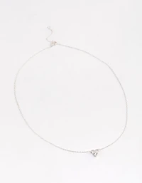 Sterling Silver Cubic Zirconia Round Trio Collar Necklace
