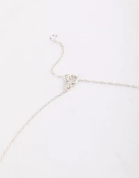 Sterling Silver Cubic Zirconia Round Trio Collar Necklace