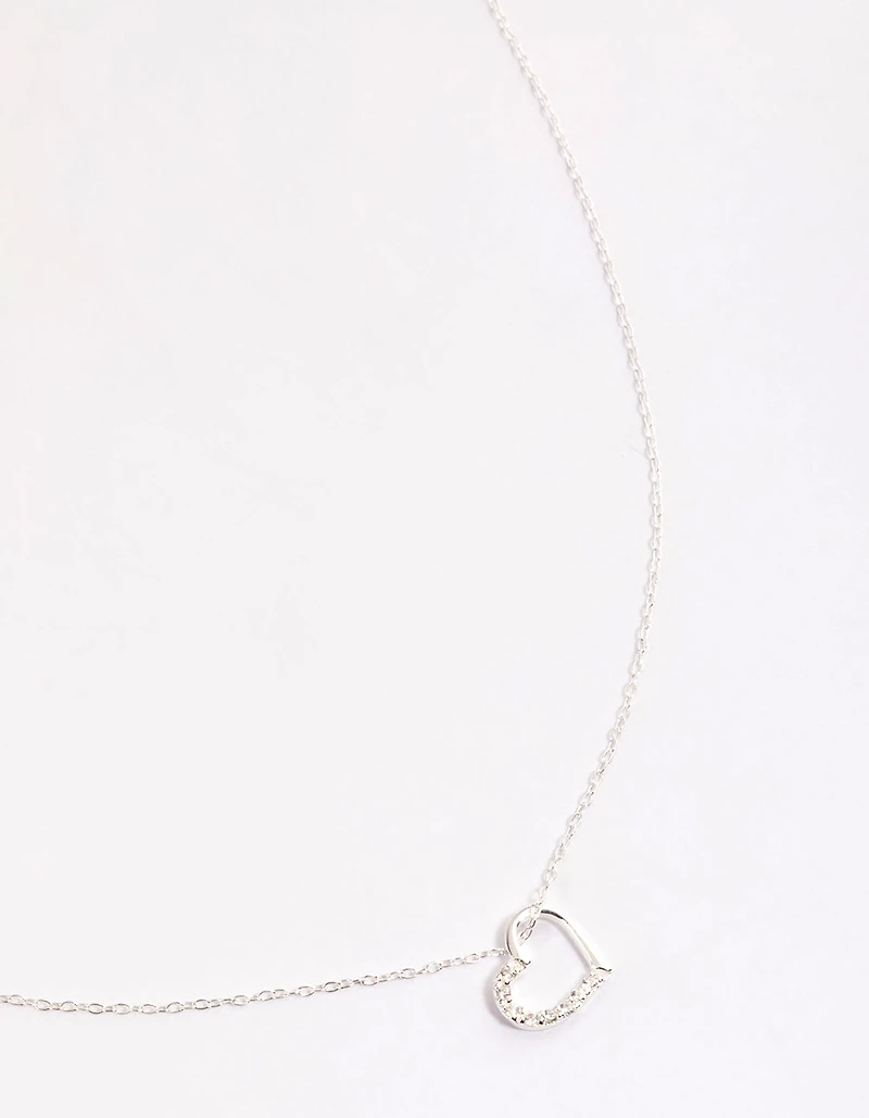 Sterling Silver Cubic Zirconia Pave Heart Necklace
