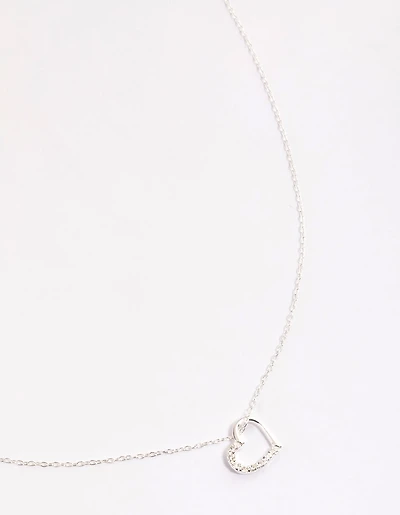 Sterling Silver Cubic Zirconia Pave Heart Necklace