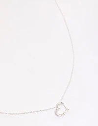 Sterling Silver Cubic Zirconia Pave Heart Necklace