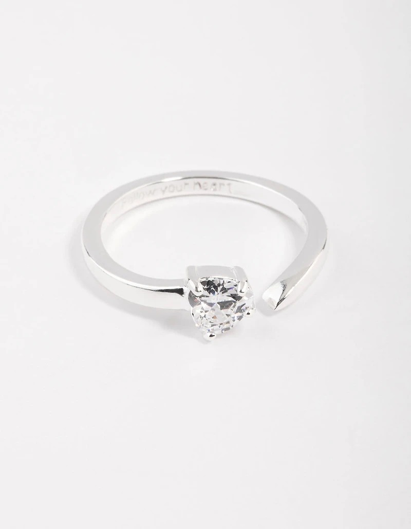 Sterling Silver Cubic Zirconia Heart Wrap Ring