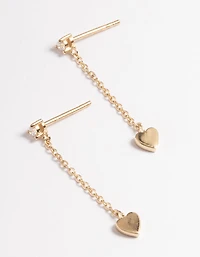 Gold Sterling Plated Thread Heart Earrings