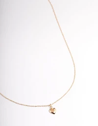Gold Sterling Plated Puff Heart Pendant Necklace