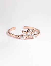 Rose Gold Sterling Plated Fan Diamante Nest Ring
