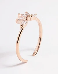 Rose Gold Sterling Plated Fan Diamante Nest Ring
