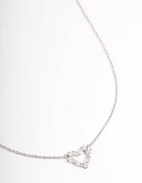 Silver Stone Heart Pendant Necklace
