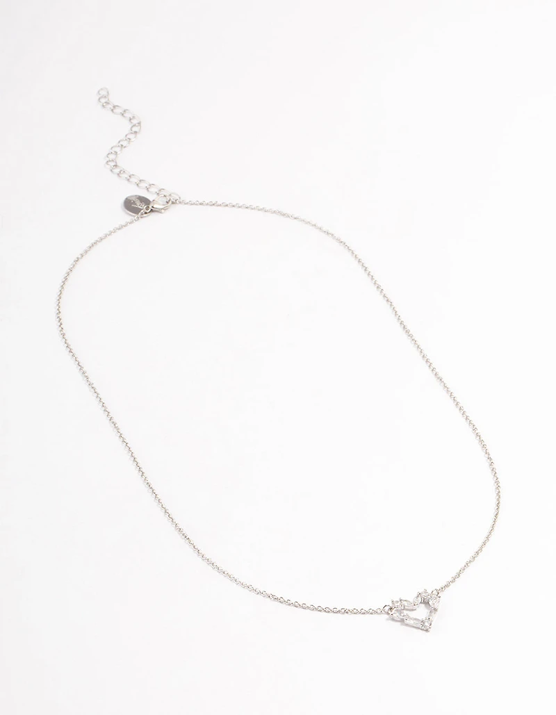 Silver Stone Heart Pendant Necklace