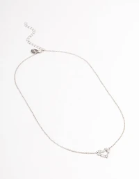 Silver Stone Heart Pendant Necklace