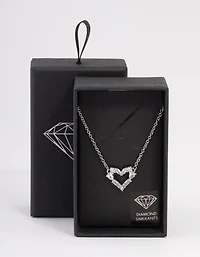 Silver Stone Heart Pendant Necklace
