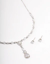 Silver Oval Pear Jewellery Set