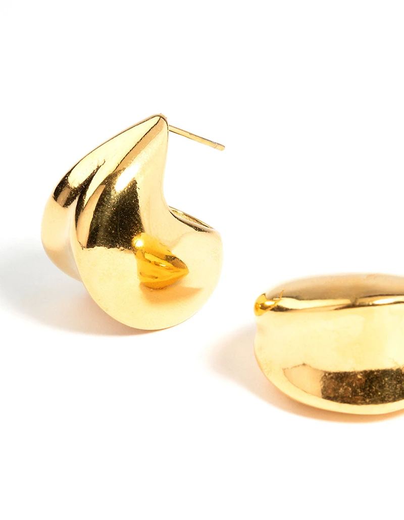 Waterproof Gold Plated Stainless Steel Thick Scoop Earrings