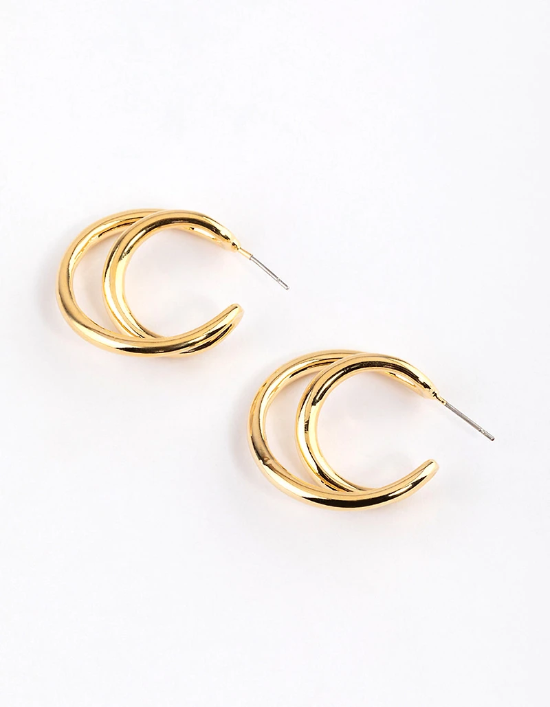 Gold Plated Medium Twisted Hoop Earrings