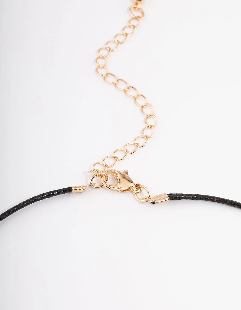 Gold Jade Donut Cord Necklace