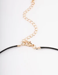 Gold Jade Donut Cord Necklace