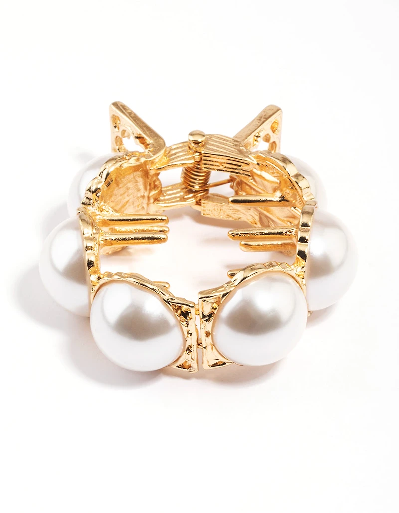 Gold Pearl Detail Ponytail Accessory
