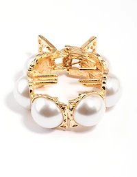 Gold Pearl Detail Ponytail Accessory