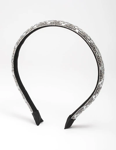 Silver Rectangle Diamante Headband