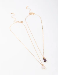 Gold Mixed Diamante Necklace Pack