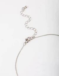 Silver Cubic Zirconia Emerald Cut Necklace & Stud Earrings Set