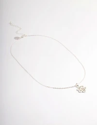 Silver Pave Diamante Paw Print Necklace