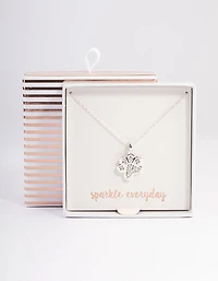 Silver Pave Diamante Paw Print Necklace