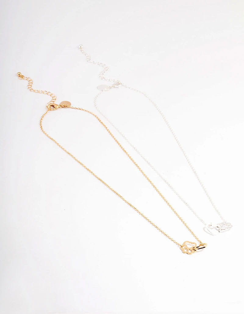 Mixed Metal Heart & Paw Link Necklace