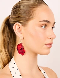 Boucles d’oreilles Red Peated Petal Huggie