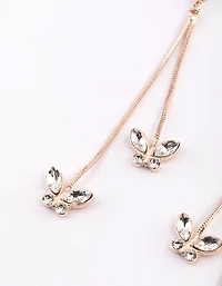 Boucles d’oreilles longues pendantes en papillon Diamante en or rose