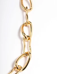 Gold Brass Irregular Link Chain Necklace