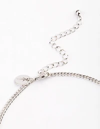 Antique Silver Diamante Pattern Disc Necklace