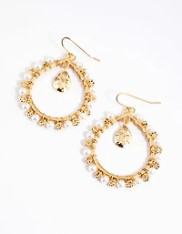 Gold Pearl Mixed Teardrop Earrings