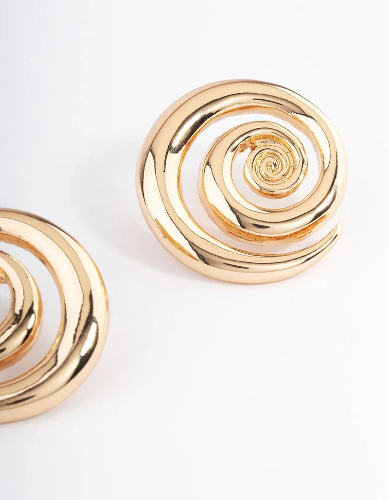 Gold Statement Swirl Stud Earrings