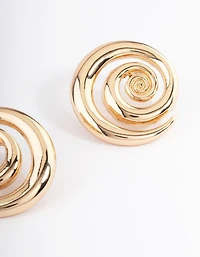 Gold Statement Swirl Stud Earrings