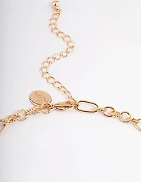 Gold Mixed Stone Coin & Hand Motif Necklace