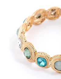 Gold Mixed Stone Etched Bracelet