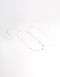 Gold Double Row Mixed Diamante Waistchain