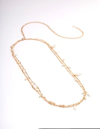 Gold Double Row Mixed Shell & Pearl Waistchain
